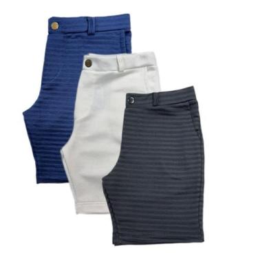 Imagem de Kit 3 Bermudas Sociais Infantil Masculina em Moletinho Confortável - N