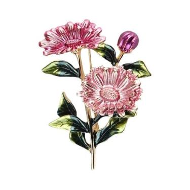 Imagem de Broche De Cristal Em Forma De Folha De Bordo Vermelha Para Mulheres E 