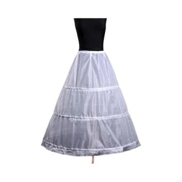 Imagem de Anágua feminina com 3 argolas, saia branca, acessórios de casamento - 