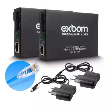 Imagem de Par de Conversor Mídia Fibra Óptica A+B para RJ45 Gigabit 1000Mbps - 20 Km