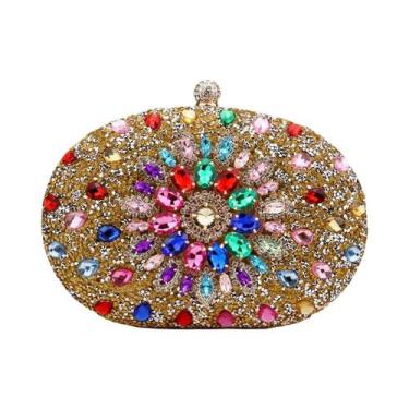 Imagem de Bolsa De Noite Com Strass De Diamante, Clutch De Metal Com Corrente, B