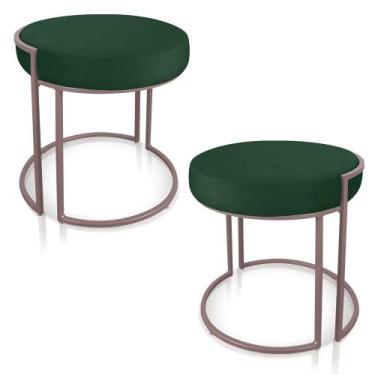 Imagem de Kit 02 Puffs Love Suede Verde Base Industrial Rose - D'Rossi - DMOV