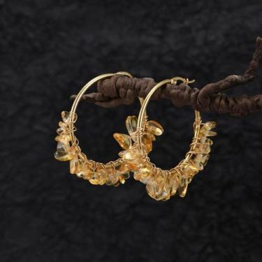 Imagem de Brincos De Argola Redondos De Pedra Natural Turquesa Colorida, Criativ