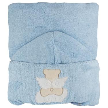 Imagem de Toalha de Banho Baby Joy Super Seca com Capuz Bordado 70x90 cm – Anjinho Azul