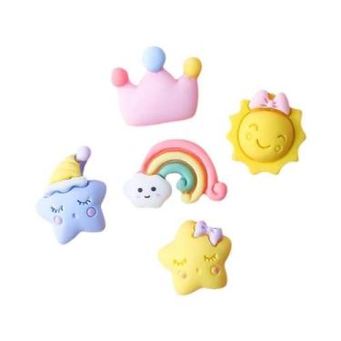 Imagem de Topo De Bolo De Unicórnio Para Crianças, Nuvens Arco-Íris E Estrelas, 