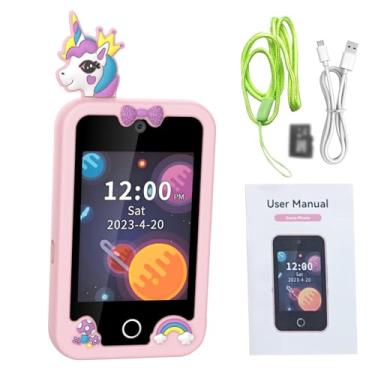 Imagem de Fockety Telefone Inteligente Infantil, Brinquedo de Aprendizagem Com Tela Sensível Ao Toque de 2,8 Polegadas Com Câmera Dupla e Memória de 8 GB, Jogos Educativos, Calculadora de Calendário (Cavalo