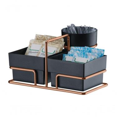 Imagem de Suporte Porta Saches Açúcar Adoçante Mexedor Rosé Gold