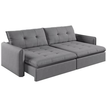 Imagem de Sofá Retrátil E Reclinável Lavanda 2,20m Linho Cor Cinza 2323