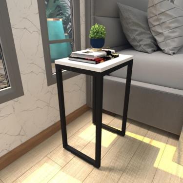 Imagem de Mesa De Cabeceira Industrial Branca Off White Canto Quarto Cabeceira Mesinha Cabeçeira Cabiceira