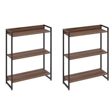 Imagem de Kit 2 Estantes Escritório 3 Prateleiras 104x80cm Nogal
