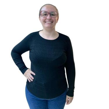 Imagem de Blusa Dunialin Feminina Plus Size Modal Preta 2287 Cor:;Tamanho:G2;Gênero:Feminino-Feminino