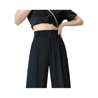 Imagem de Calças Femininas De Cintura Alta E Perna Larga, Elegantes E Casuais Pa