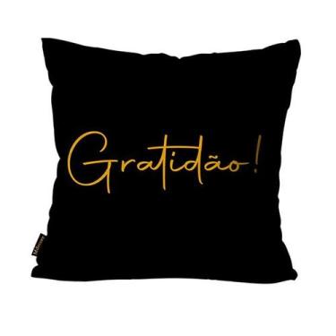 Imagem de Capa Para Almofada Gratidão Preto 45x45 - Mdecore