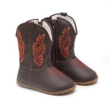 Imagem de Bota Texana Infantil Bebê Bordada Macia e Confortável Solado Antiderra