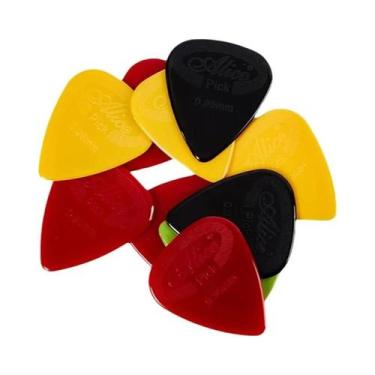 Imagem de Palhetas De Guitarra Alice De Nylon Antiderrapantes Pretas E Brancas 1