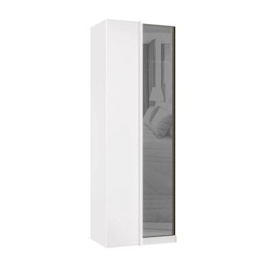 Imagem de Guarda Roupa Modulado Canto Reto 1 Porta 80cm Com Vidro Reflecta Prata Prime Luciane Móveis