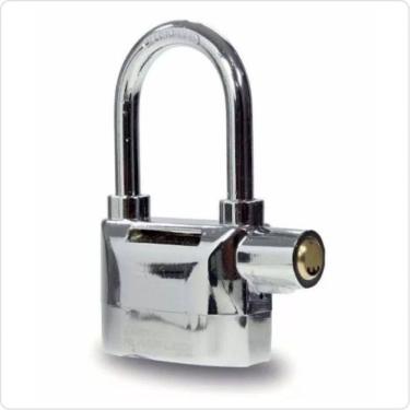 Imagem de Cadeado Alarme Anti-Furto Prateado Sirene De 110Db