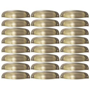 Imagem de Kit 24 Puxadores Ouro Velho 2773 Quebec Concha Torralba para Móveis Armários Gavetas