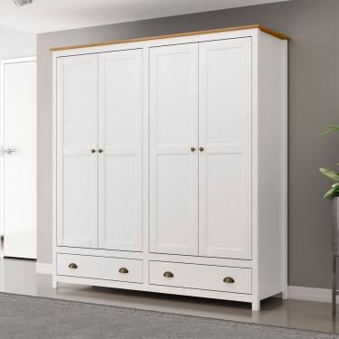 Imagem de Guarda Roupa Solteiro Topázio 4 Portas e 2 Gavetas - Finestra Móveis - Branco