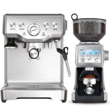 Imagem de Cafeteira Express Aço Inox Breville + Moedor Cafe Elétrico Breville 220V Tramontina