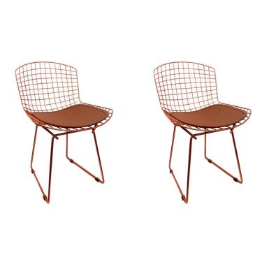 Imagem de Kit 2 Cadeiras Bertoia Cobre Com Assento Cobre