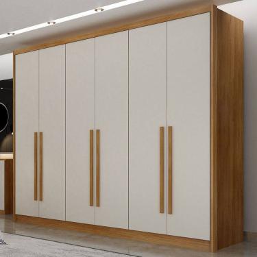 Imagem de Guarda-Roupa Casal Montero 6 Portas 8 Gavetas 100% Mdf Cumaru/Marrom Claro - Pnr Móveis