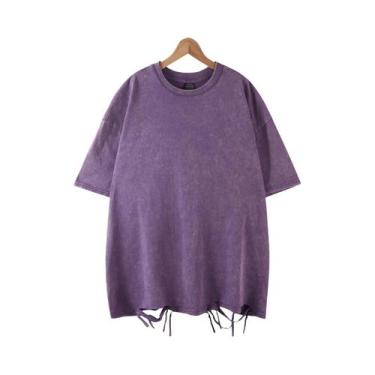 Imagem de Camiseta Unissex Retro Punk De Algodão 230g Com Ombros Caídos E Manga 