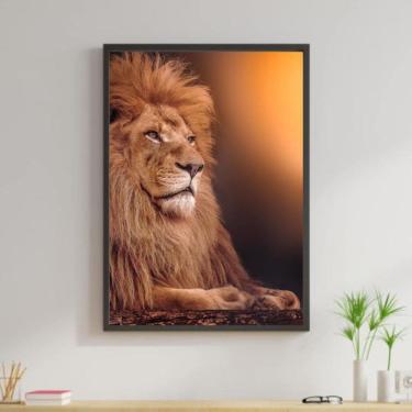 Imagem de Quadro Decorativo Leão Fotografia 34x23cm