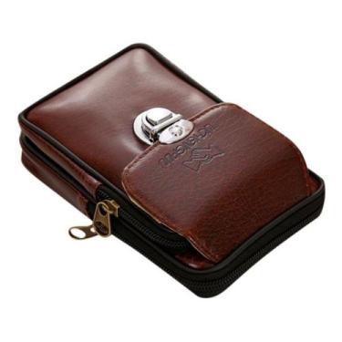 Imagem de Pochete De Cintura Carteira De Couro Zipers Bolsa Motoqueiro - New Bra