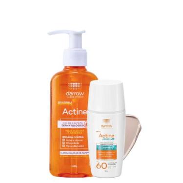 Imagem de Kit Actine Gel de Limpeza Facial Protetor Solar FPS60 Tom 1.5 Claro/Mé