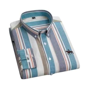 Imagem de Camisa Oxford De Algodão Masculina De Manga Longa, Corte Regular, Casu