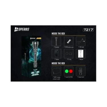 Imagem de Lanterna de caça com bateria SPERAS T217 21700 1400lm 1400m Lanternas 