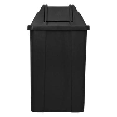 Imagem de Lixeira 100L quadrada preta com tampa basculante Q100P JSN