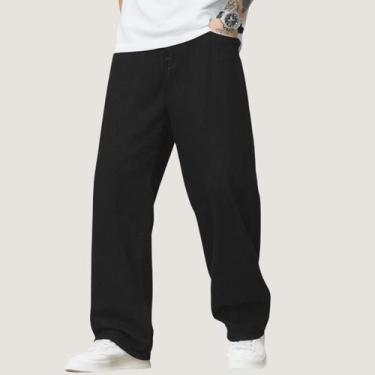 Imagem de Calça Balão Masculina Baggy Boca Larga Jeans Cinza Grafite Estonada Co