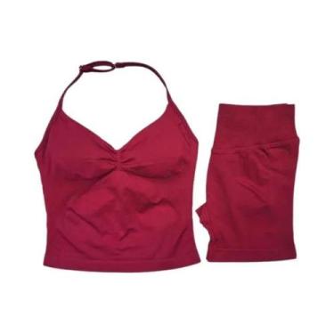 Imagem de Conjunto De Yoga Sem Costura Para Mulheres, 2 Peças, Roupas De Treino,