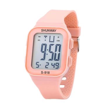 Imagem de Relógio Feminino Digital Rosa Esportivo LED Silicone - Tudo em Caixa