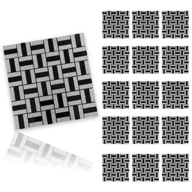 Imagem de Pastilha De Vidro Kit 15 Uni Adesiva Parede Lavabo Cozinha Sala Decorativa Moderna Requintado Reforma Aplicacao Facil