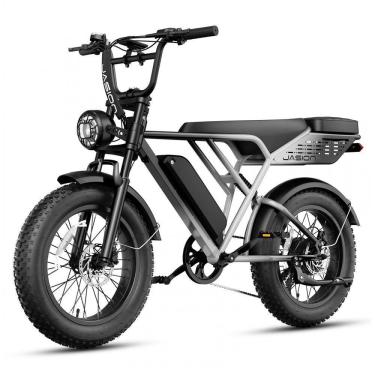 Imagem de Bicicleta elétrica Jasion RetroVolt Pro cinza gradiente, pneus 20x4, motor 750W pico 30...