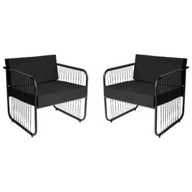 Imagem de Conjunto 2 Poltronas Área Externa Córdova Fibra Sintética Preto Acesse Móveis