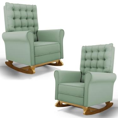 Imagem de Kit 2 Poltronas De Amamentação Brenda G05 Veludo Verde Mpozenato
