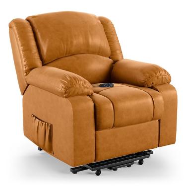 Imagem de Poltrona Do Papai Reclinável Melim Elevação Lift Elétrico Corino Fibra Siliconada Mel D'Rossi