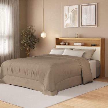 Imagem de Cabeceira Queen com Nicho e Led 100% Mdf Aurora Carvalho Hanover/Argila