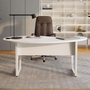 Imagem de Mesa Escrivaninha Orgânica Linear 175x92cm em Mdp e Metal Corporate F5 Branco