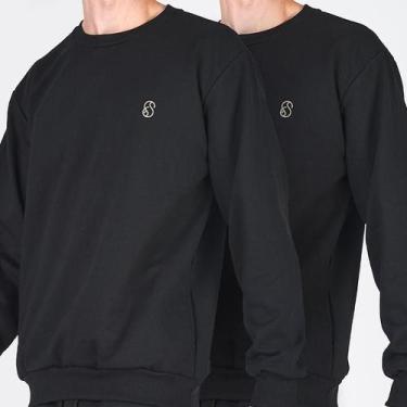 Imagem de Kit 2 Casacos de Moletom Basic Masculino - Shenus, M, Preto, Preto
