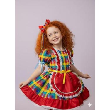 Imagem de Vestido Junino Bell Valentina Infantil Xadrez Renda Conforto Festa São