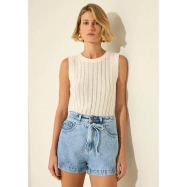 Imagem de Shorts Hot Pants Jeans De Cintura Alta Com Cinto-Feminino