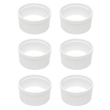 Imagem de Cj 6 Ramequins de Porcelana Branca Classic 200ml 10x5cm Lyor