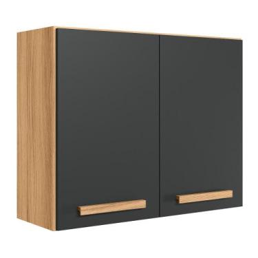 Imagem de Armario de Cozinha Aéreo Intenza 80cm 2 Portas Freijó/Chumbo - Nicioli