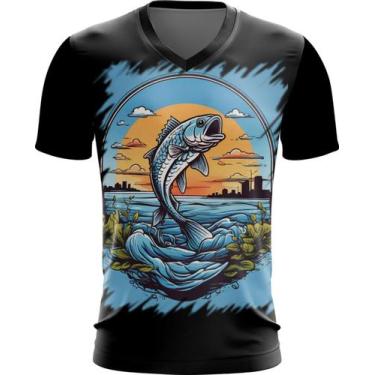 Imagem de Camiseta Gola V Pesca Esportiva Peixes Azul Paz 3 - Kasubeck Store, GG