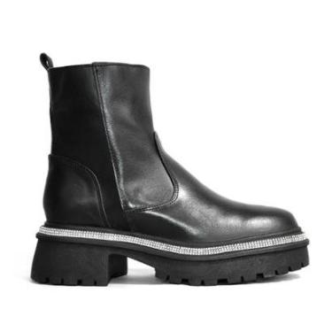 Imagem de Bota Godiva Salto Bloco Strass Feminina Preta-Feminino